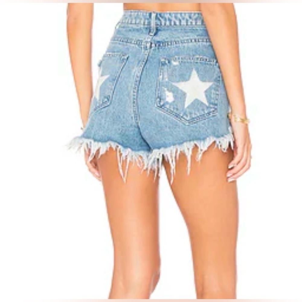 Show Me Your Mumu Houston High star stamped denim shorts, size 25